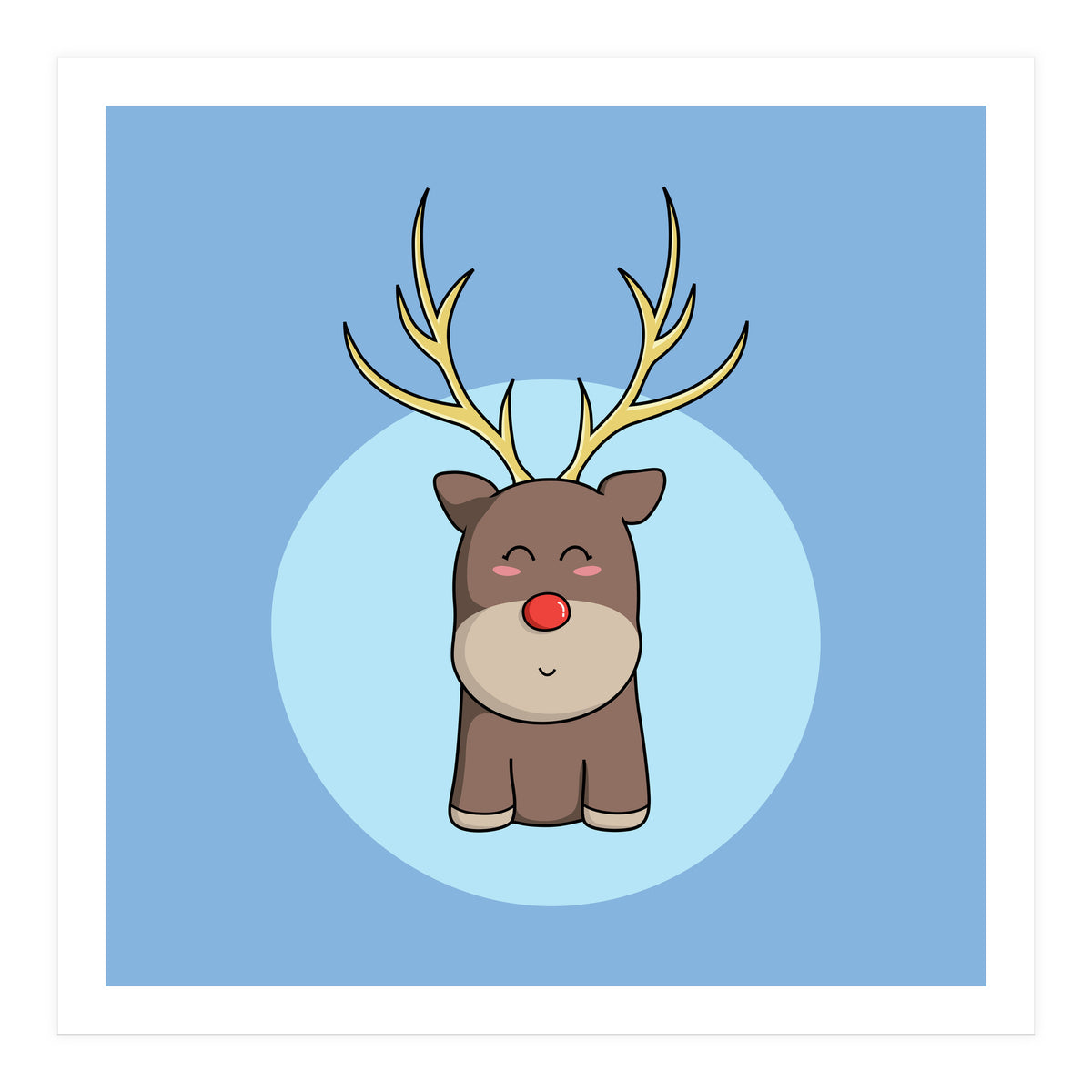 Kawaii Cute Christmas Reindeer (Print Only)