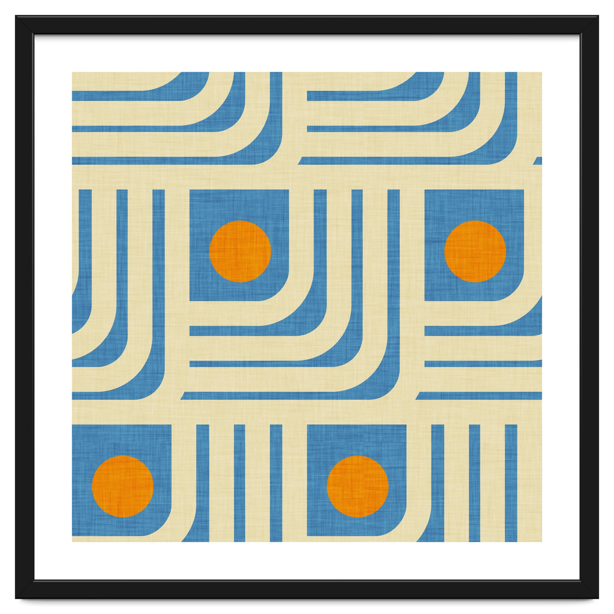 70s Curve Lines Blue Orange