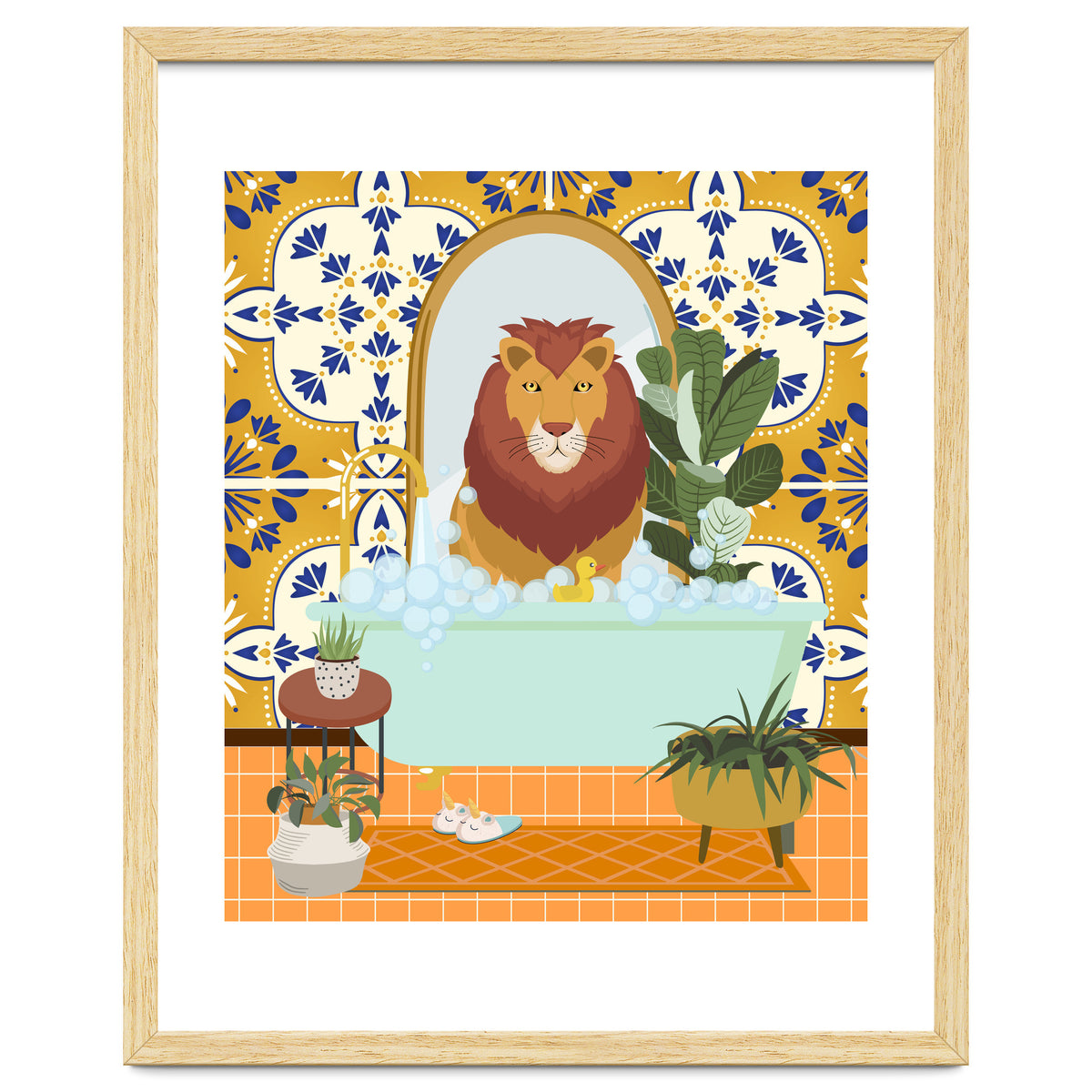 Lion Bathing in Moroccan Style Bathroom