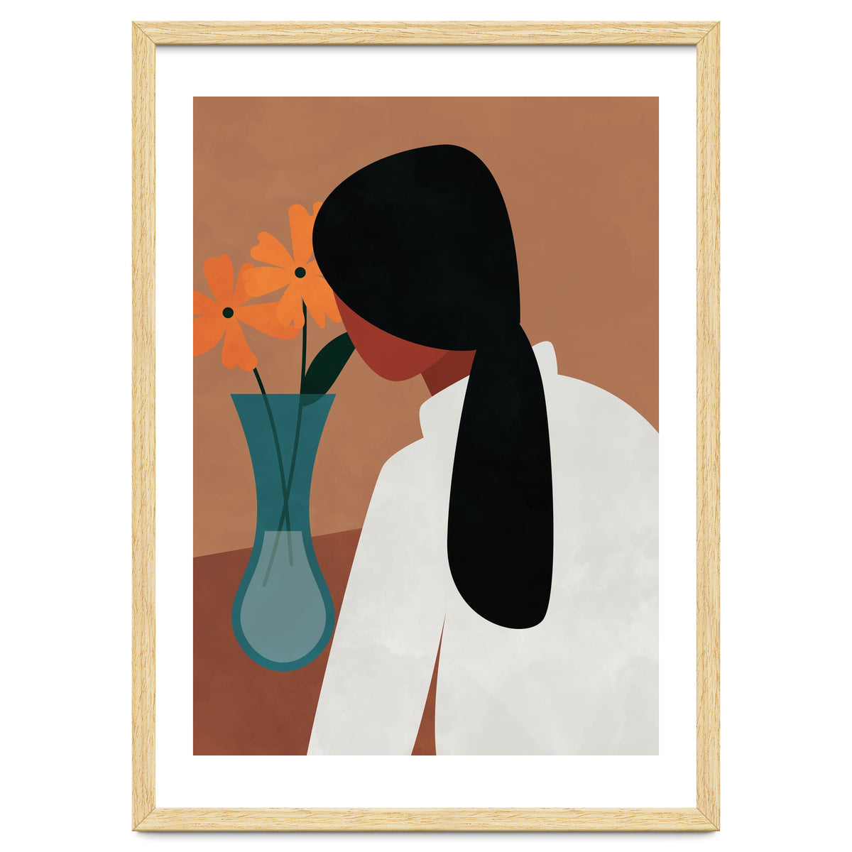 Modern Boho Woman with Flowers