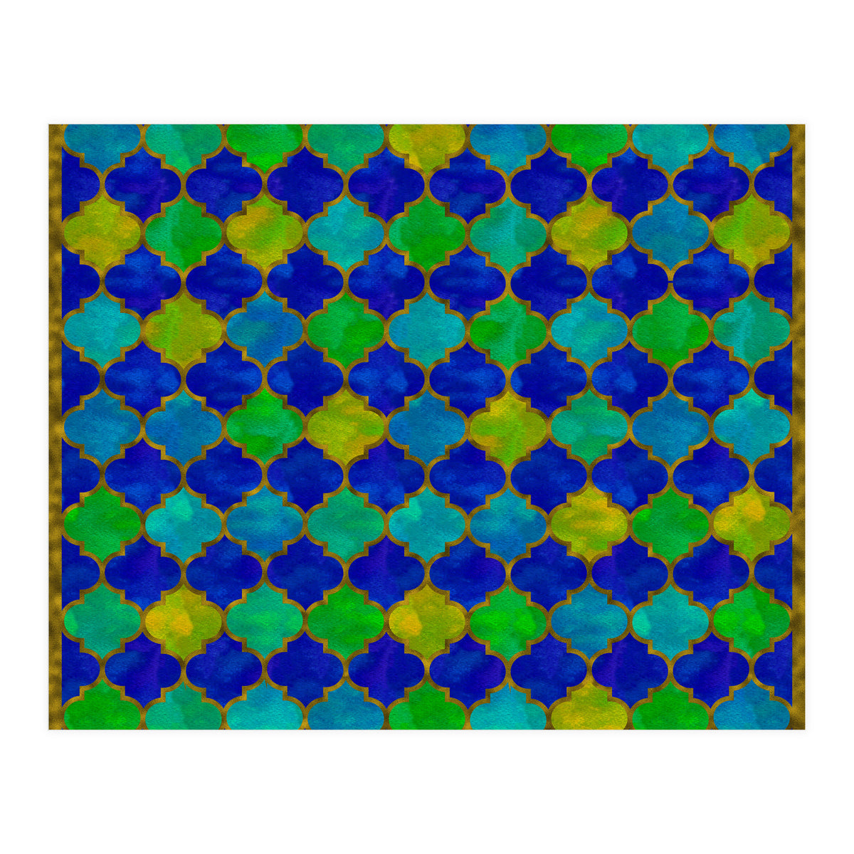 Ocean Breeze - Watercolor Moroccan Lattice (Print Only)