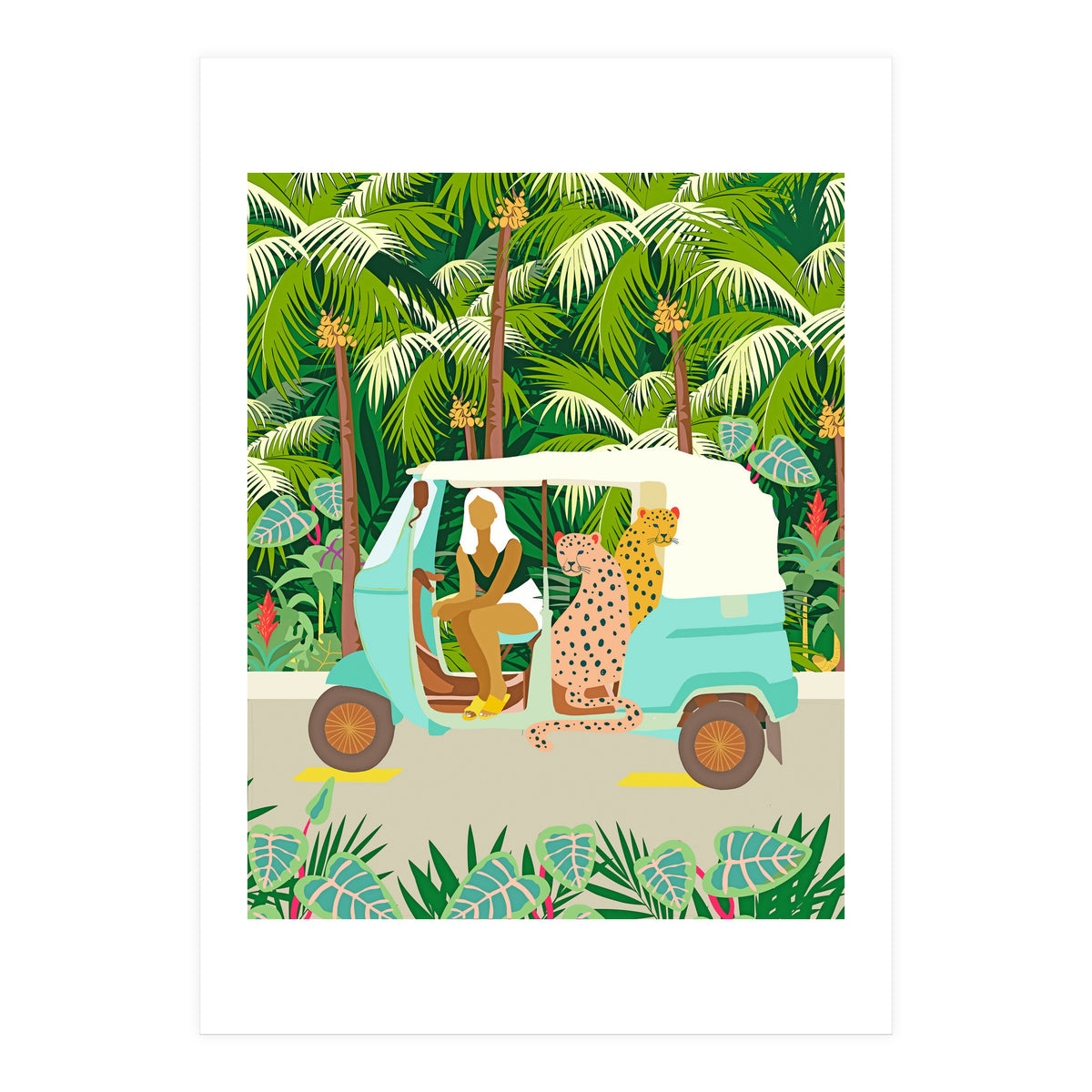 Rikshaw ride with Javan leopards in Bali | Tropical Nature Jungle Bohemian Wildlife Travel (Print Only)