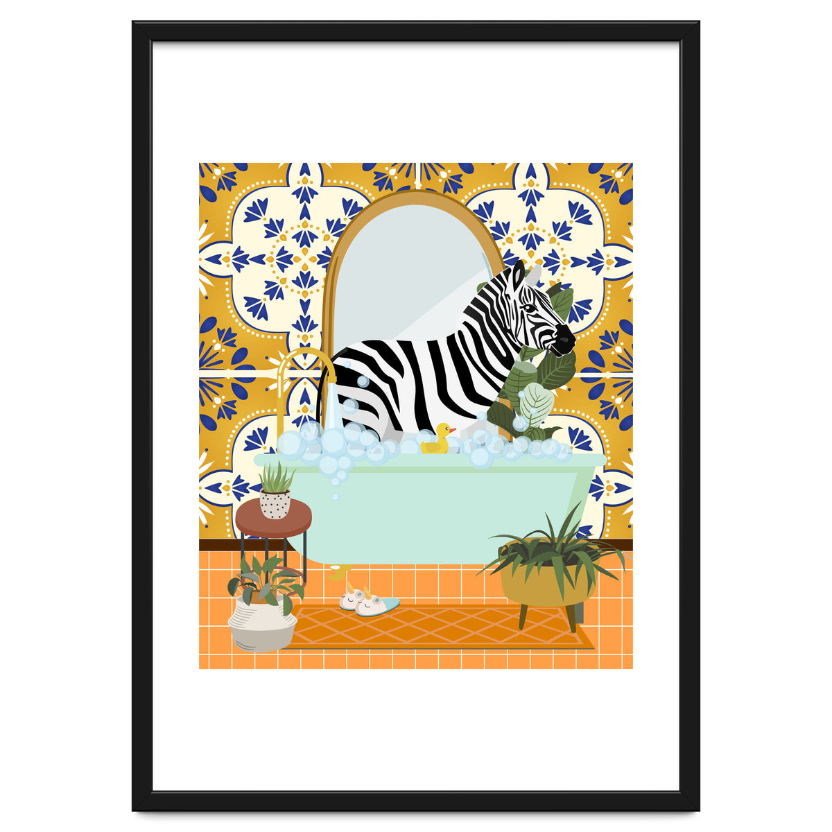 Zebra Bathing in Moroccan Style Bathroom