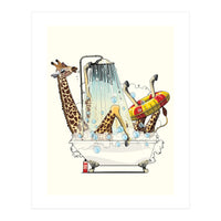 Giraffe in the Bath, Funny Bathroom Humour (Print Only)