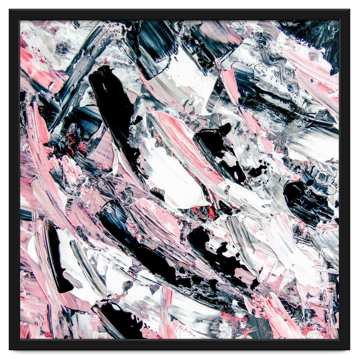 Modern Abstract Pastel Pink Black White Grey Acrylic Brushstrokes