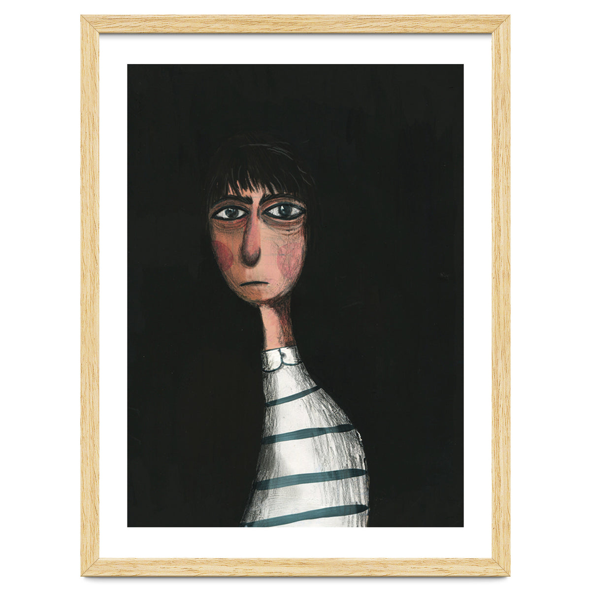 Seated Woman In Stripes