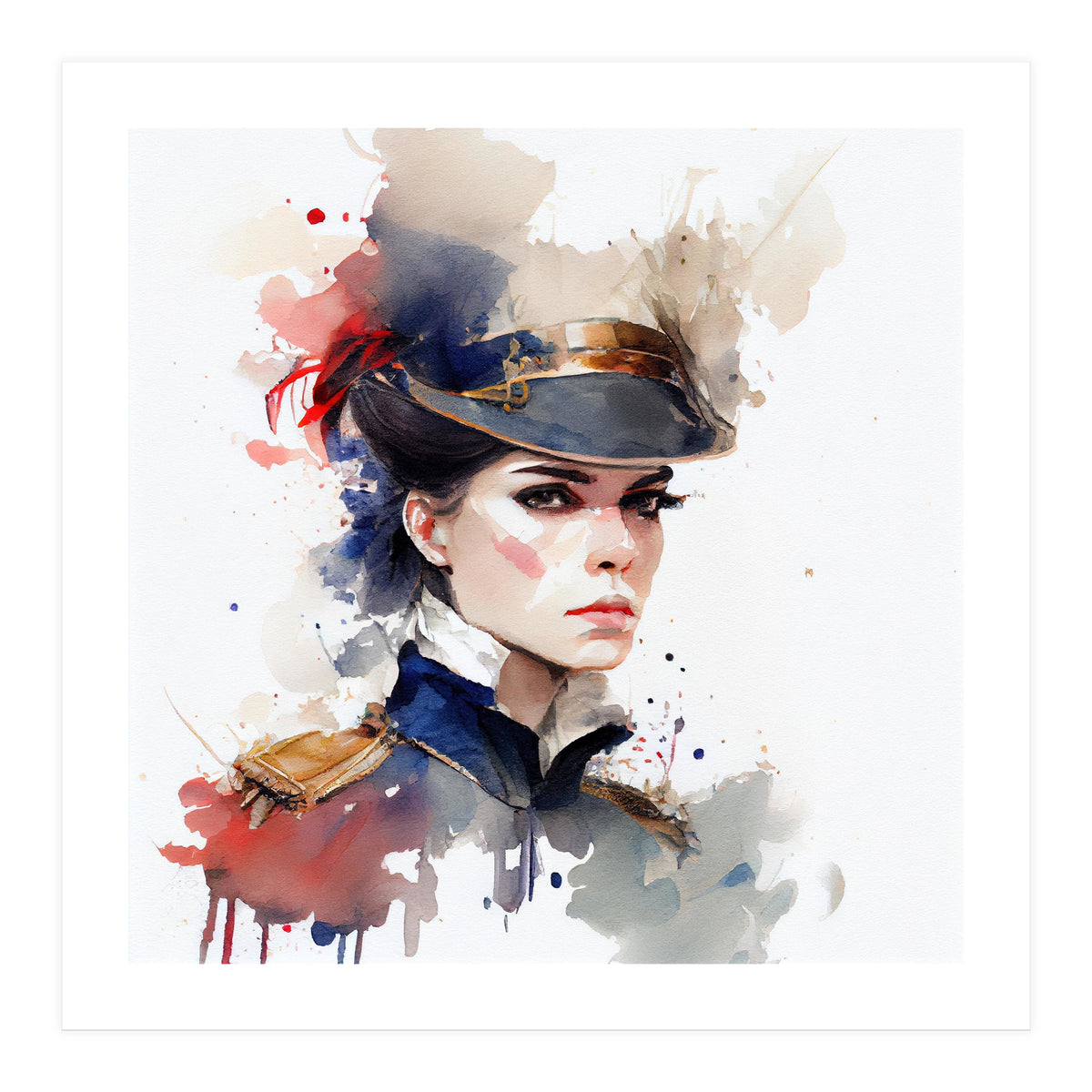 Watercolor Napoleonic Soldier Woman #1 (Print Only)