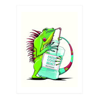 Iguana using Mouthwash, Funny bathroom humour (Print Only)