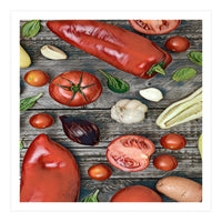 Tomatoes and bell peppers, healthy table (Print Only)