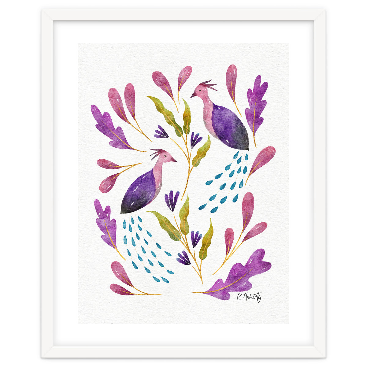 Folk Art Peacocks Purple