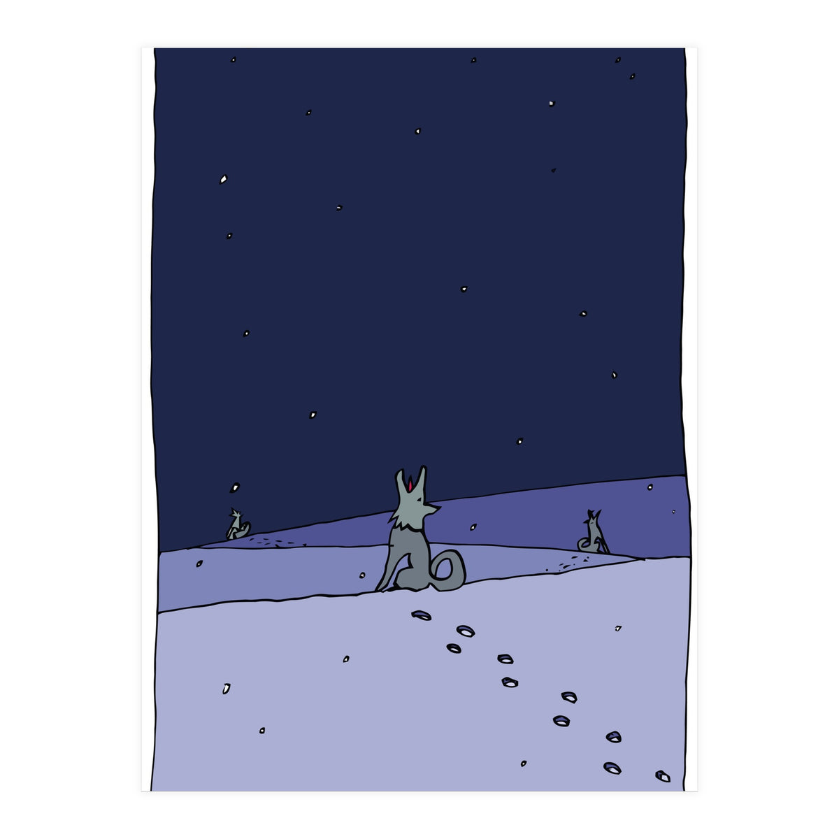Dogs in Winter Night (Print Only)