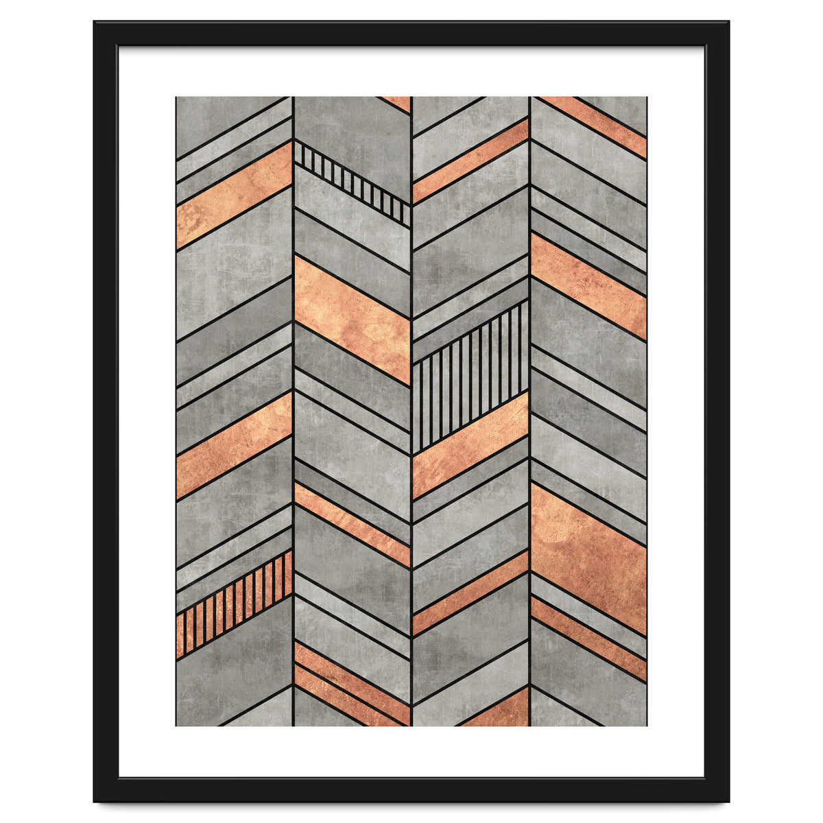 Abstract Chevron Pattern - Concrete and Copper