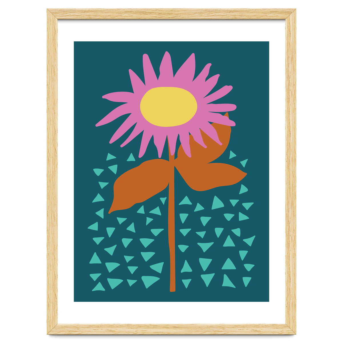 Pink Flower on Teal