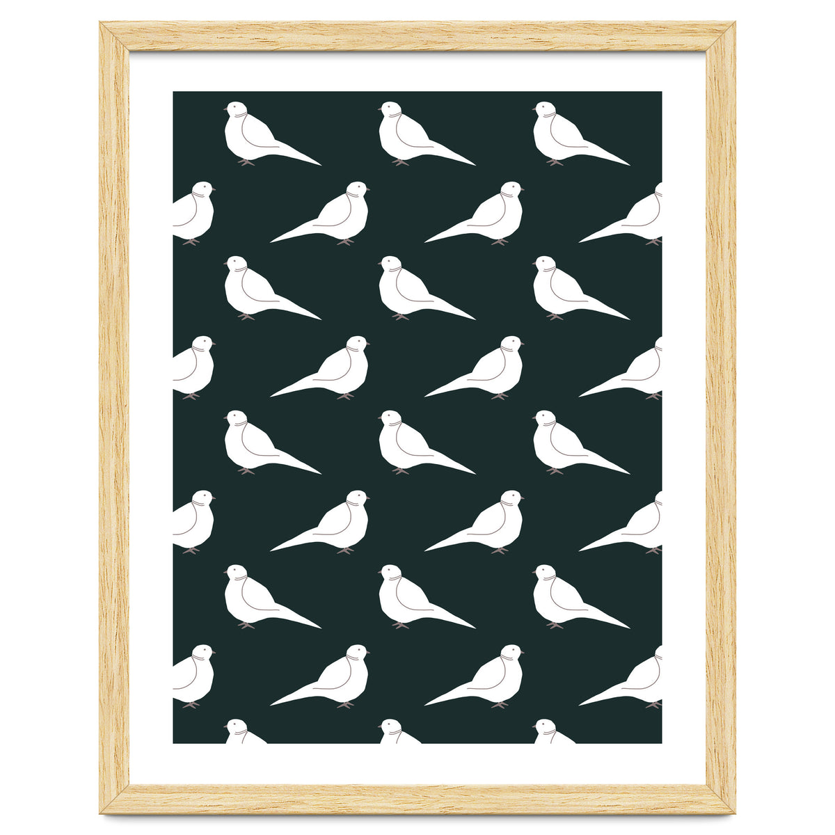 White Bird Pattern On Black