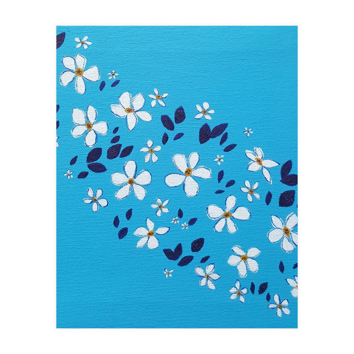 Flowers On Blue  (Print Only)