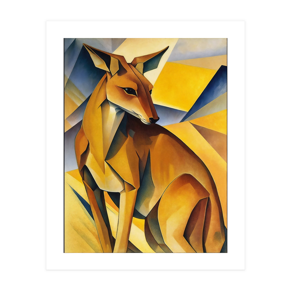 Kangaroo Abstract Oil Painting (Print Only)