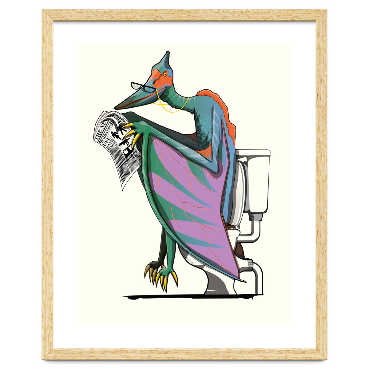 Dinosaur Pterodactyl on the Toilet, Funny Bathroom Humour