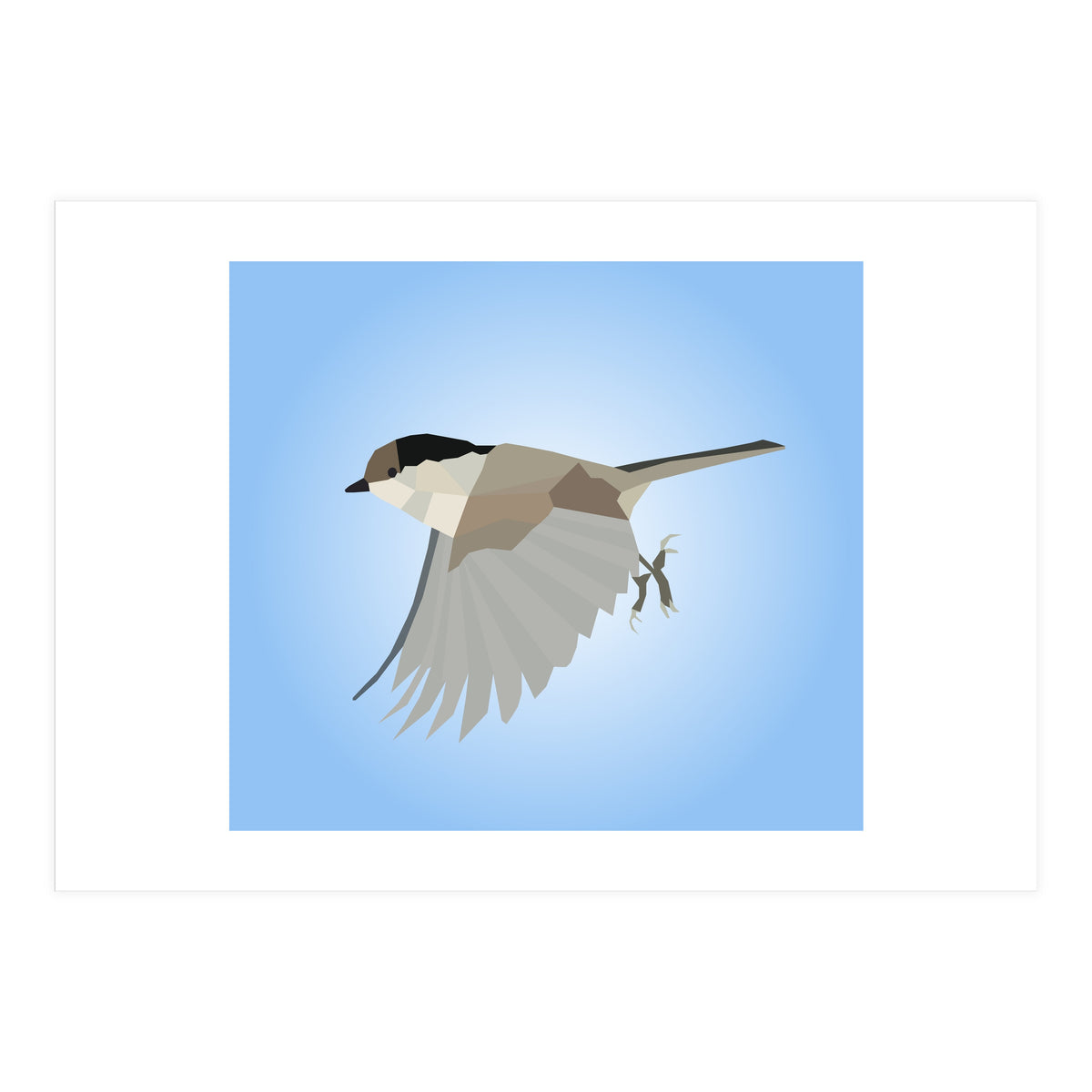 Willow Tit Bird Low Poly Art (Print Only)