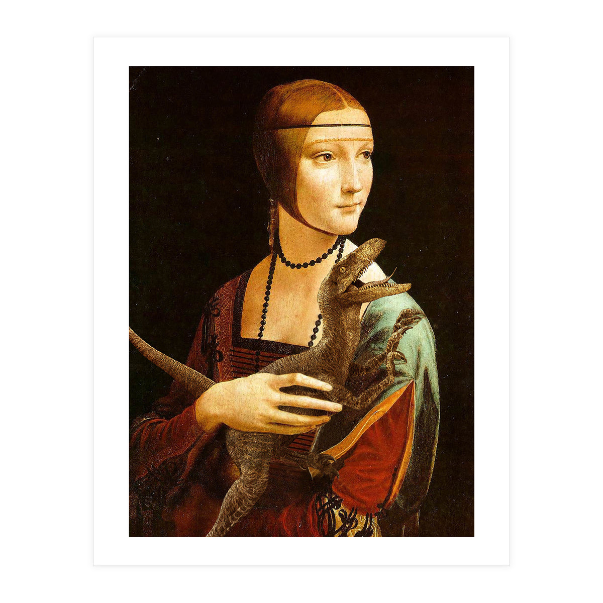 Lady With A Velociraptor (Print Only)