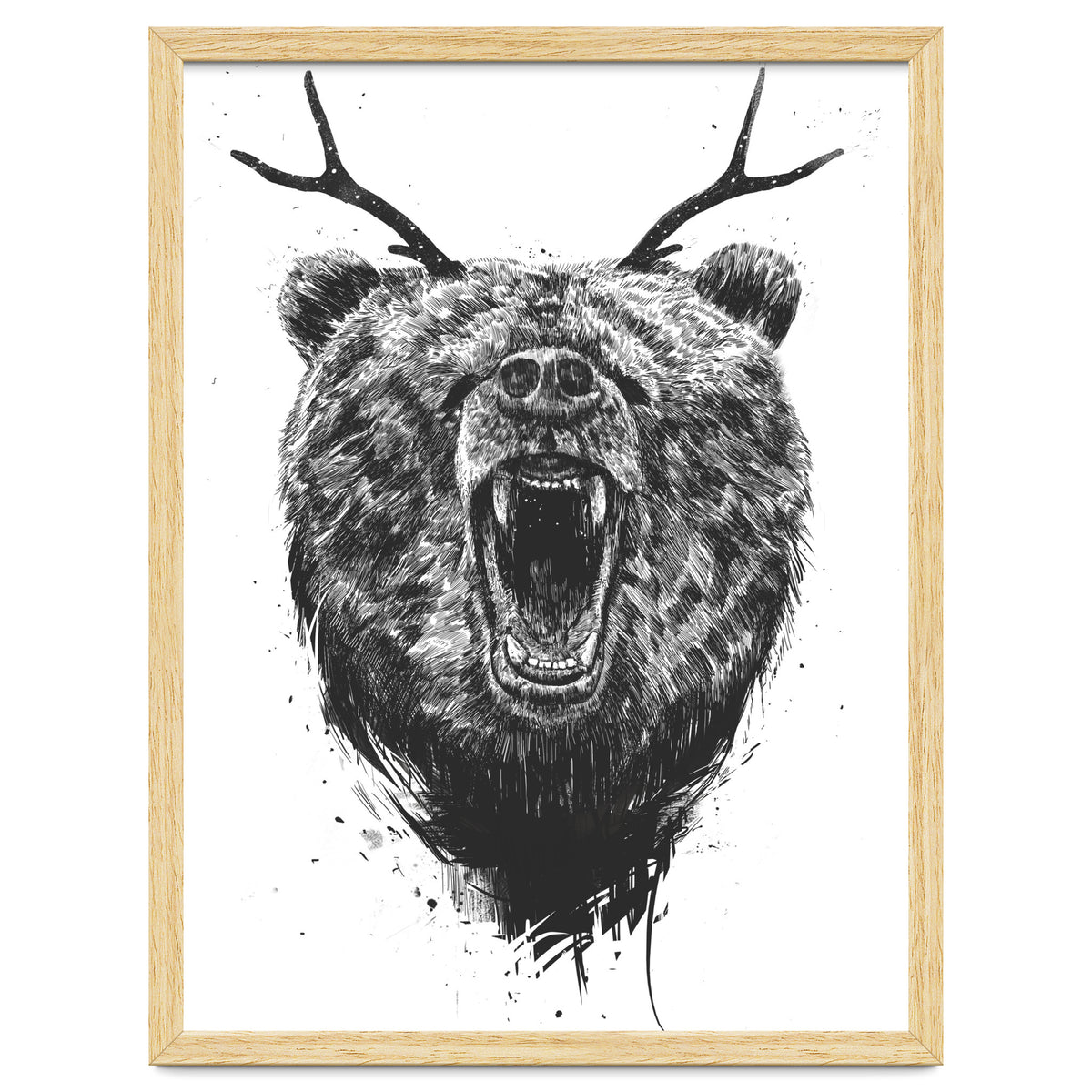 Angry Bear With Antlers