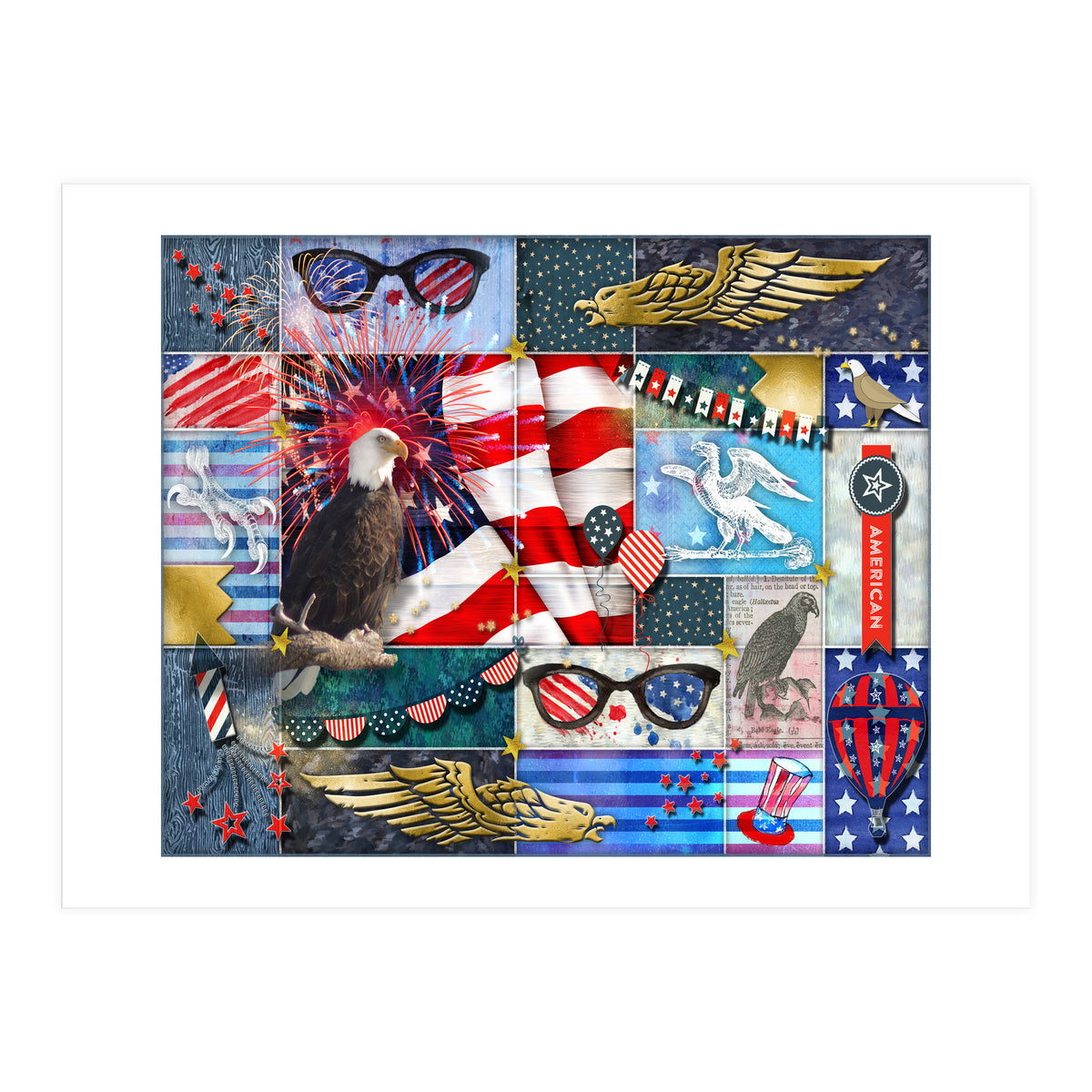 Americana Eagles Collage (Print Only)