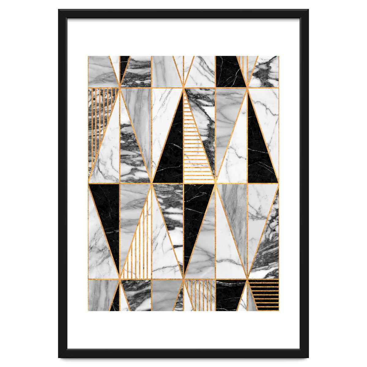 Marble Triangles - Black and White