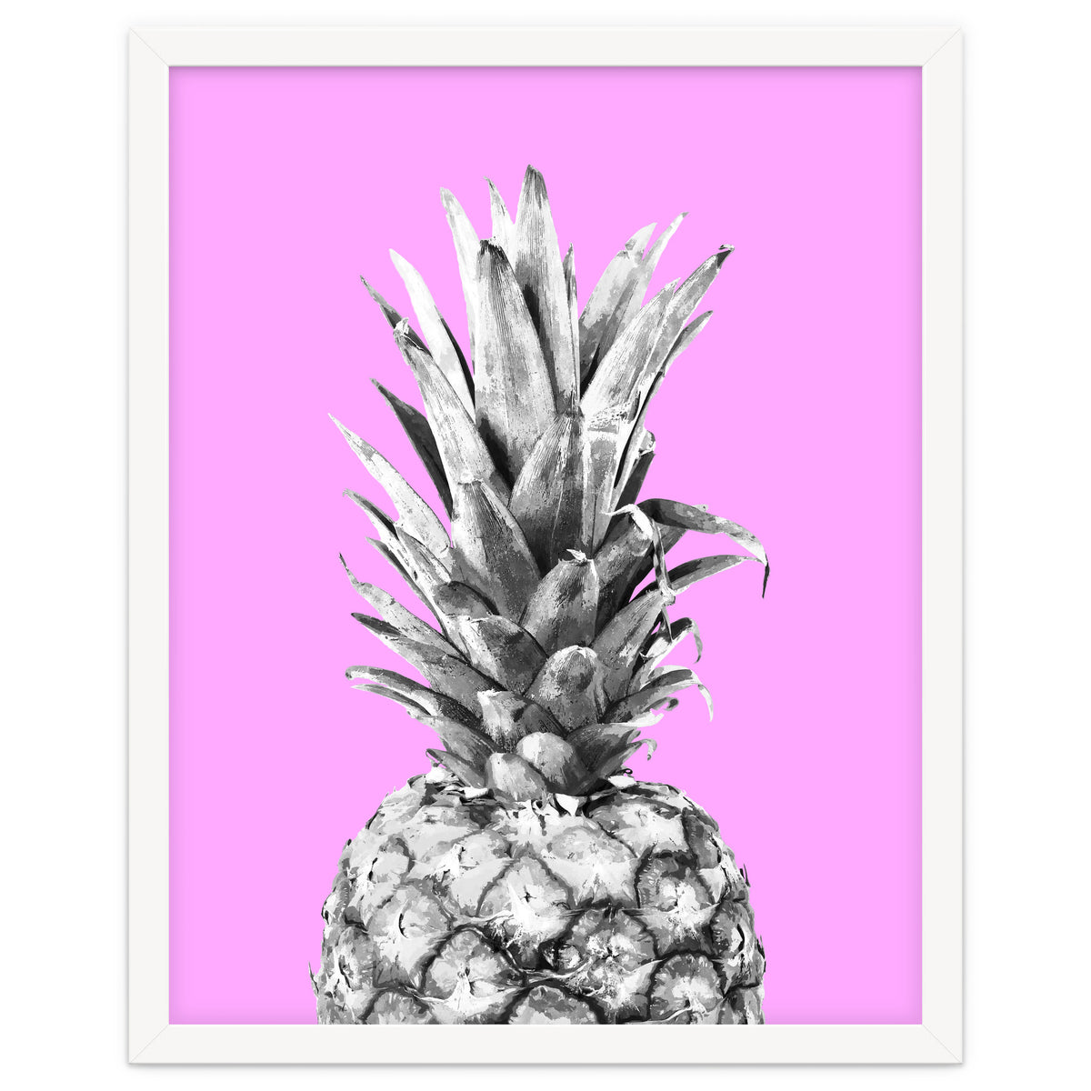 Black and White Pineapple Pink Background