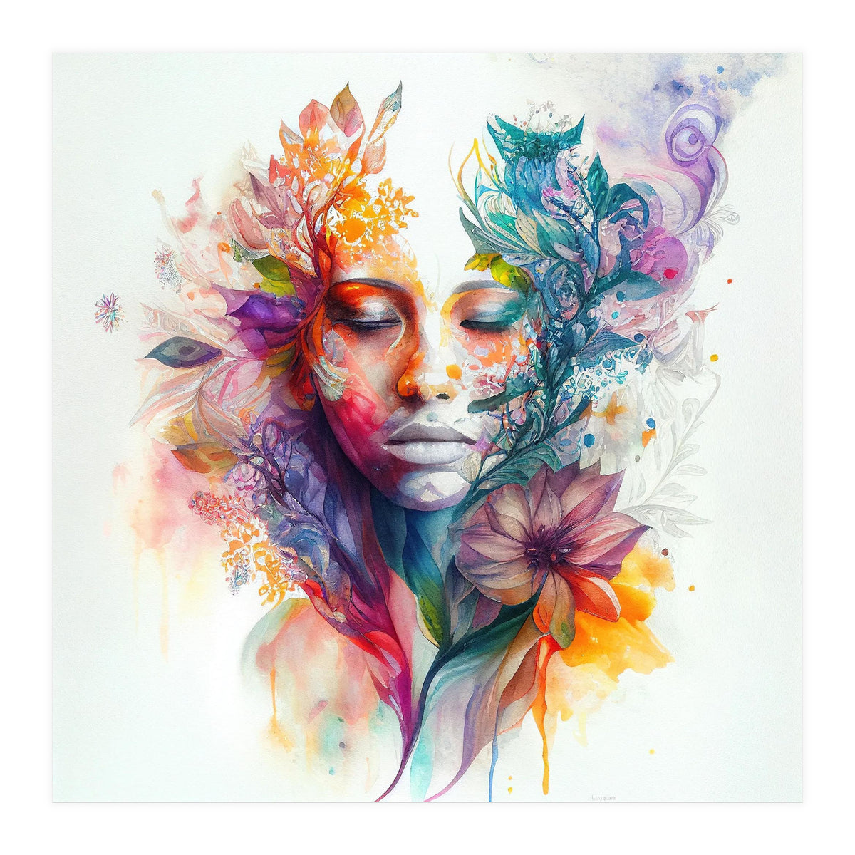 Watercolor Tropical Woman #15 (Print Only)