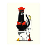 Black Panther on the Toilet, funny bathroom humour (Print Only) thumbnail