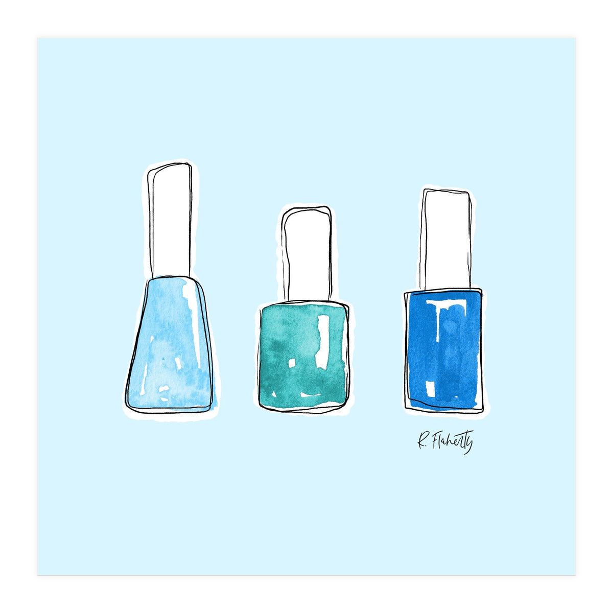 Nail Polish Watercolour | Blue (Print Only)