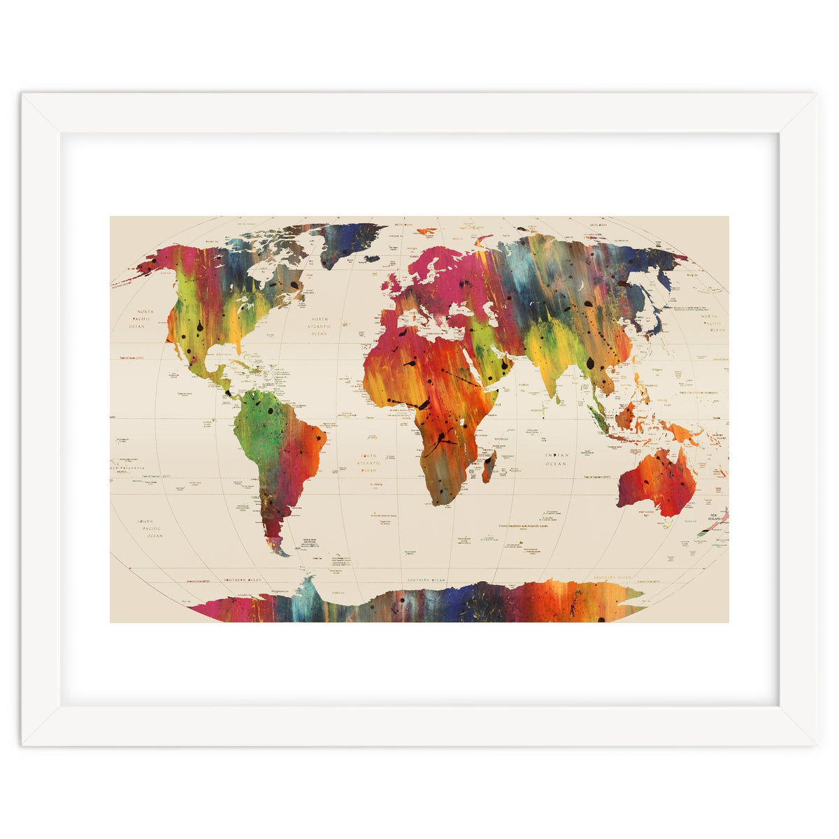 ALLOVER THE WORLD-Painted map