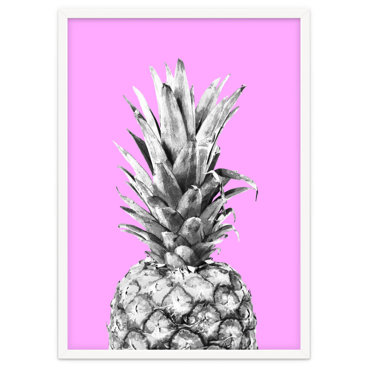 Black and White Pineapple Pink Background