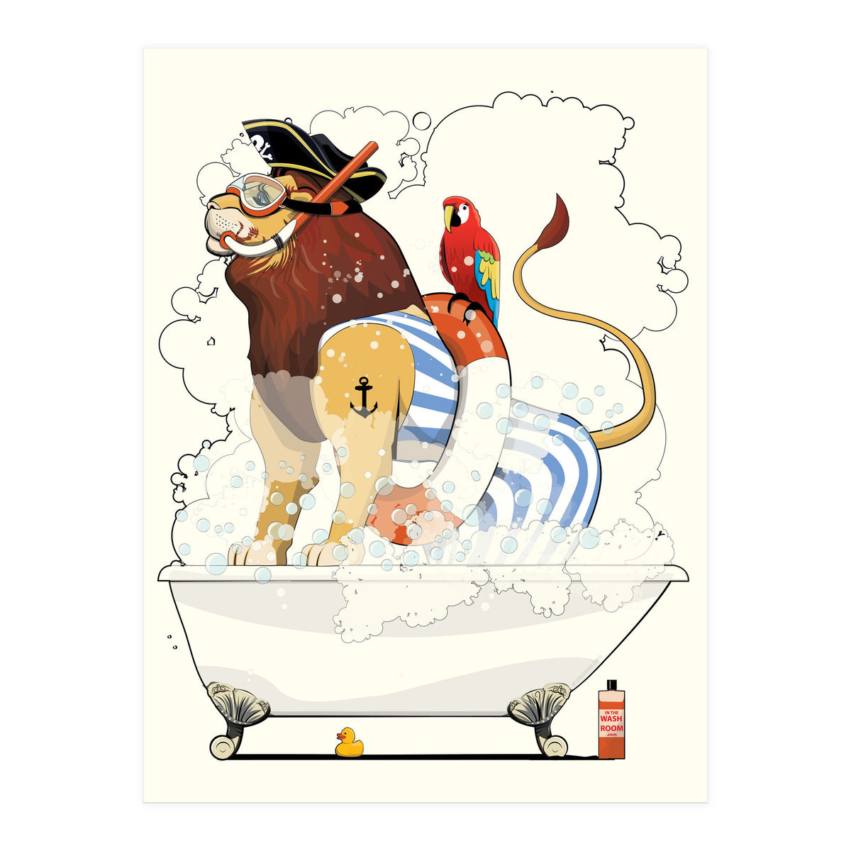 Lion in the Bath, Funny Bathroom Humour (Print Only)