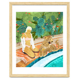 The Wild Side, Human & Nature Connection, Woman With Cheetah Cat, Tiger Painting thumbnail