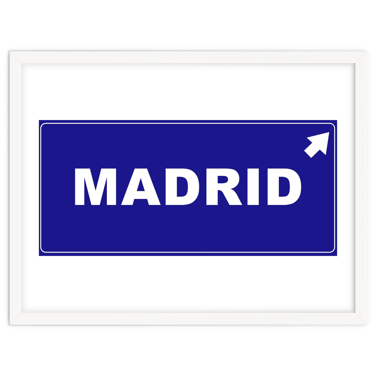 Let`s go to Madrid, Spain! Blue road sign