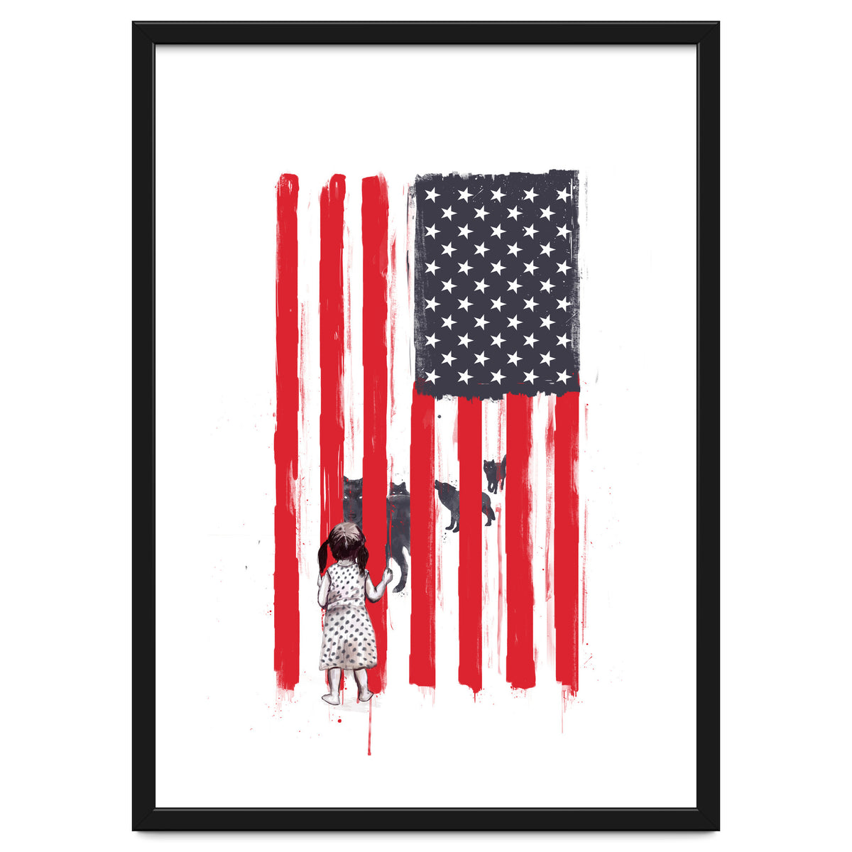 Little Girl And Wolves