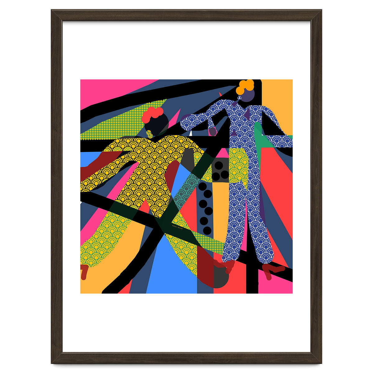 LADIES WEARING YELLOW AND BLUE PATTERNS