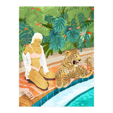The Wild Side, Human & Nature Connection, Woman With Cheetah Cat, Tiger Painting (Print Only) thumbnail