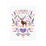 Floral Stag | Pink And Blue (Print Only) thumbnail