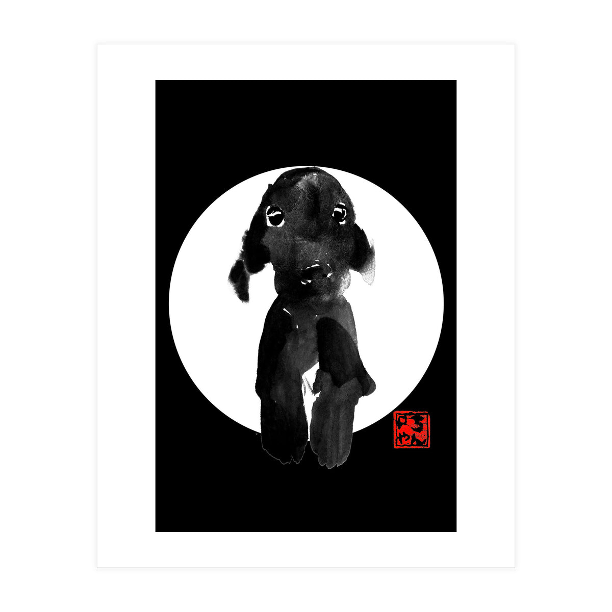 cute dog in white (Print Only)