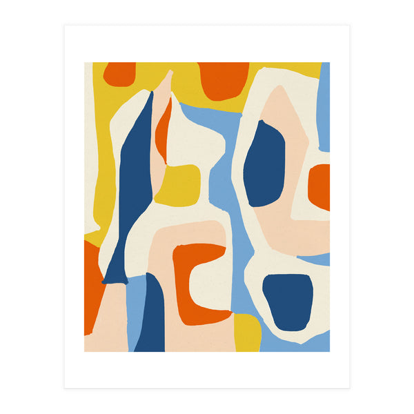 Me & Mine, Abstract Bohemian Pastel Shapes Painting, Eclectic Colorful Graphic Design (Print Only)
