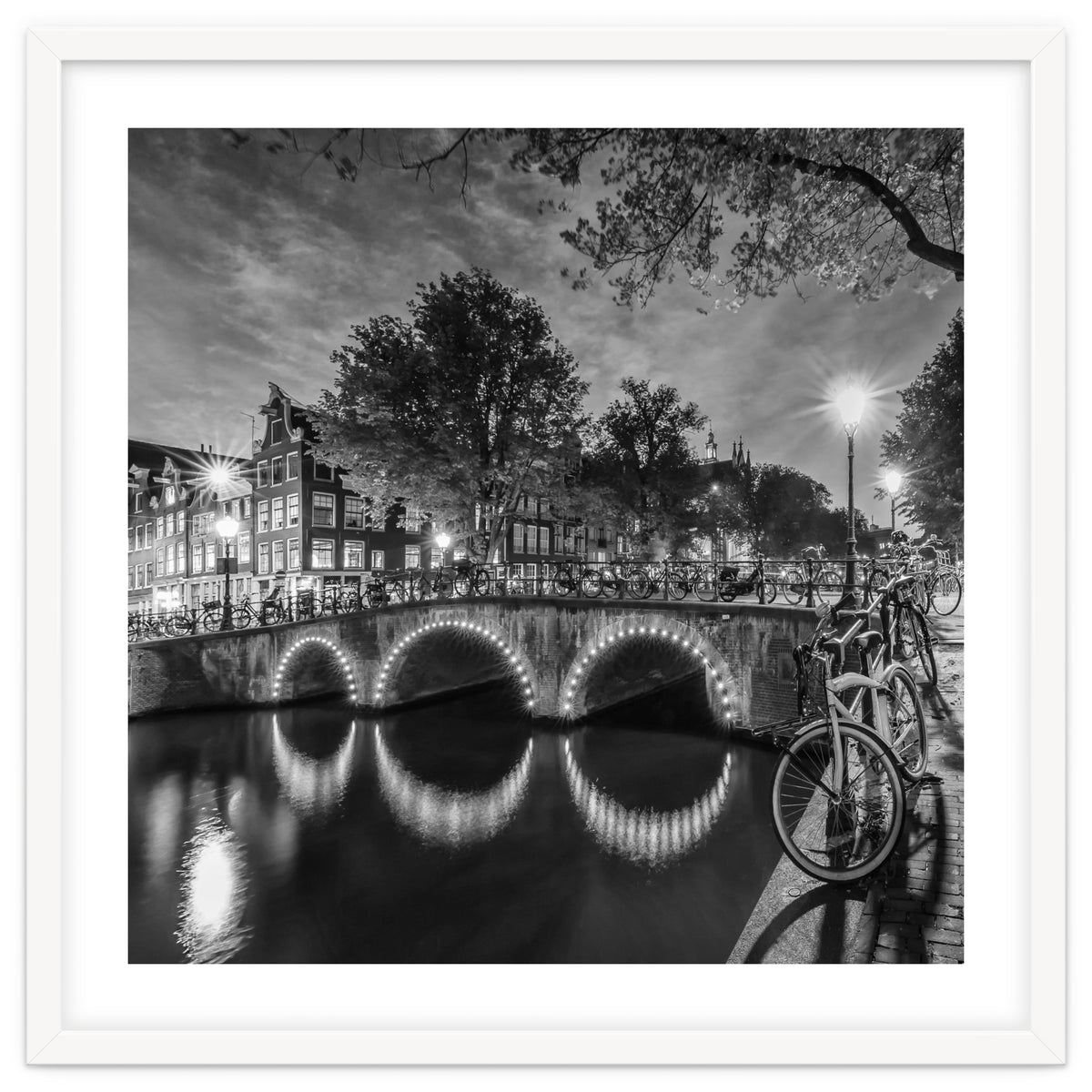 AMSTERDAM Idyllic nightscape from Keizersgracht | Monochrome