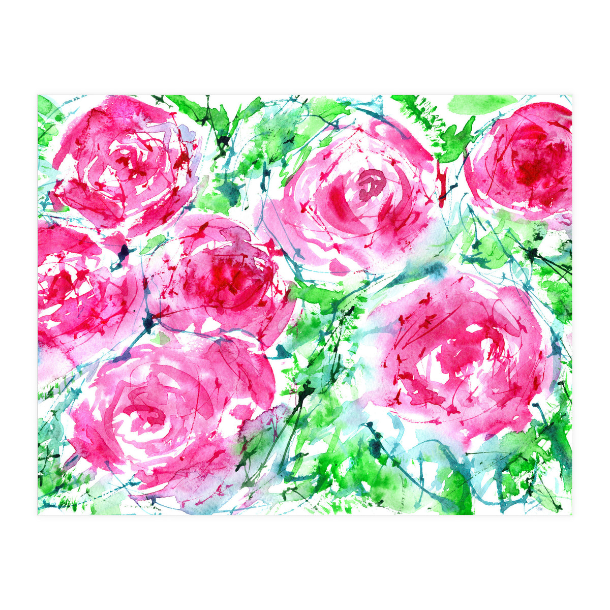 Blooming bouquet || watercolor roses (Print Only)