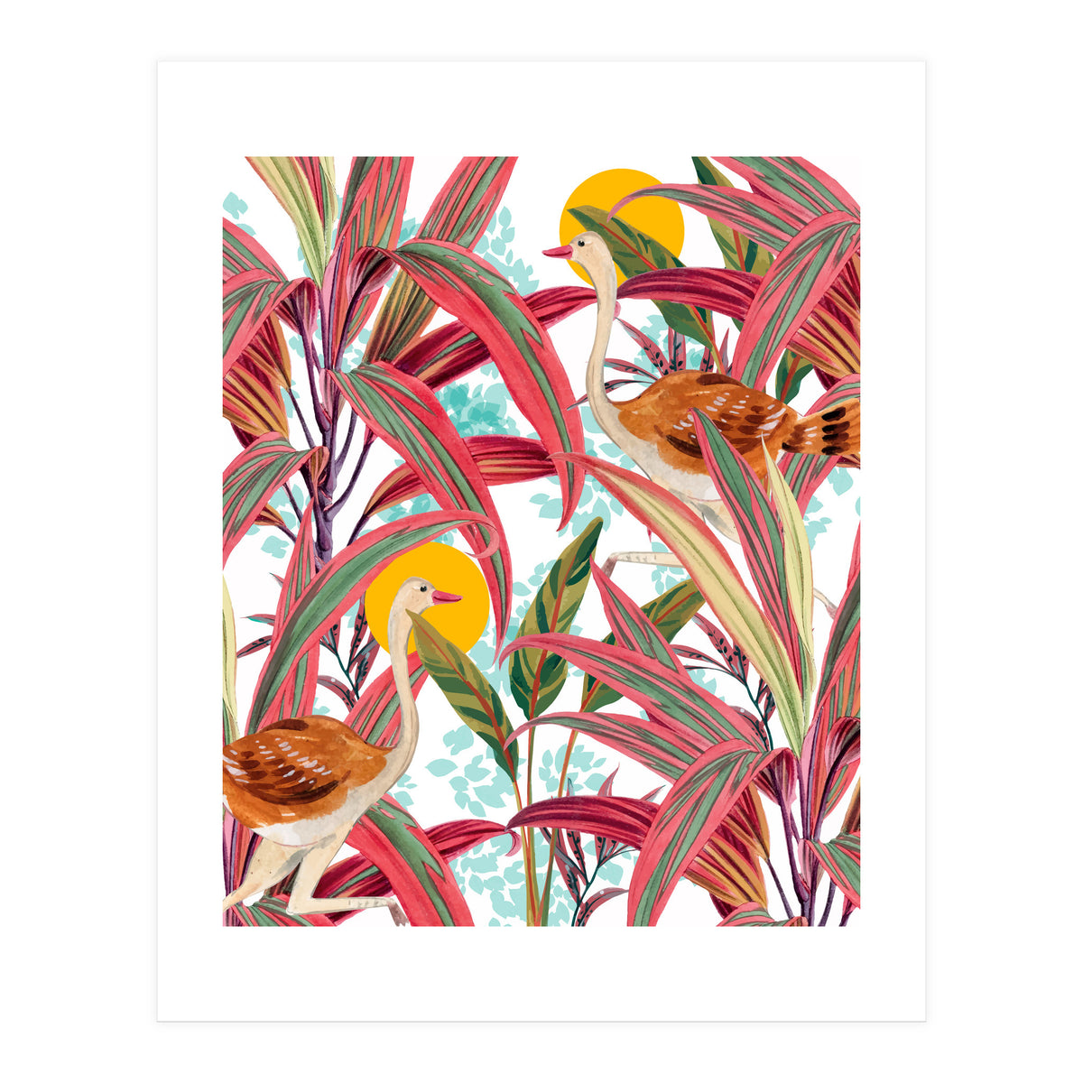 Faith Is The Bird That Feels The Light When The Dawn Is Still Dark, Vintage Botanical Nature Painting Jungle (Print Only)