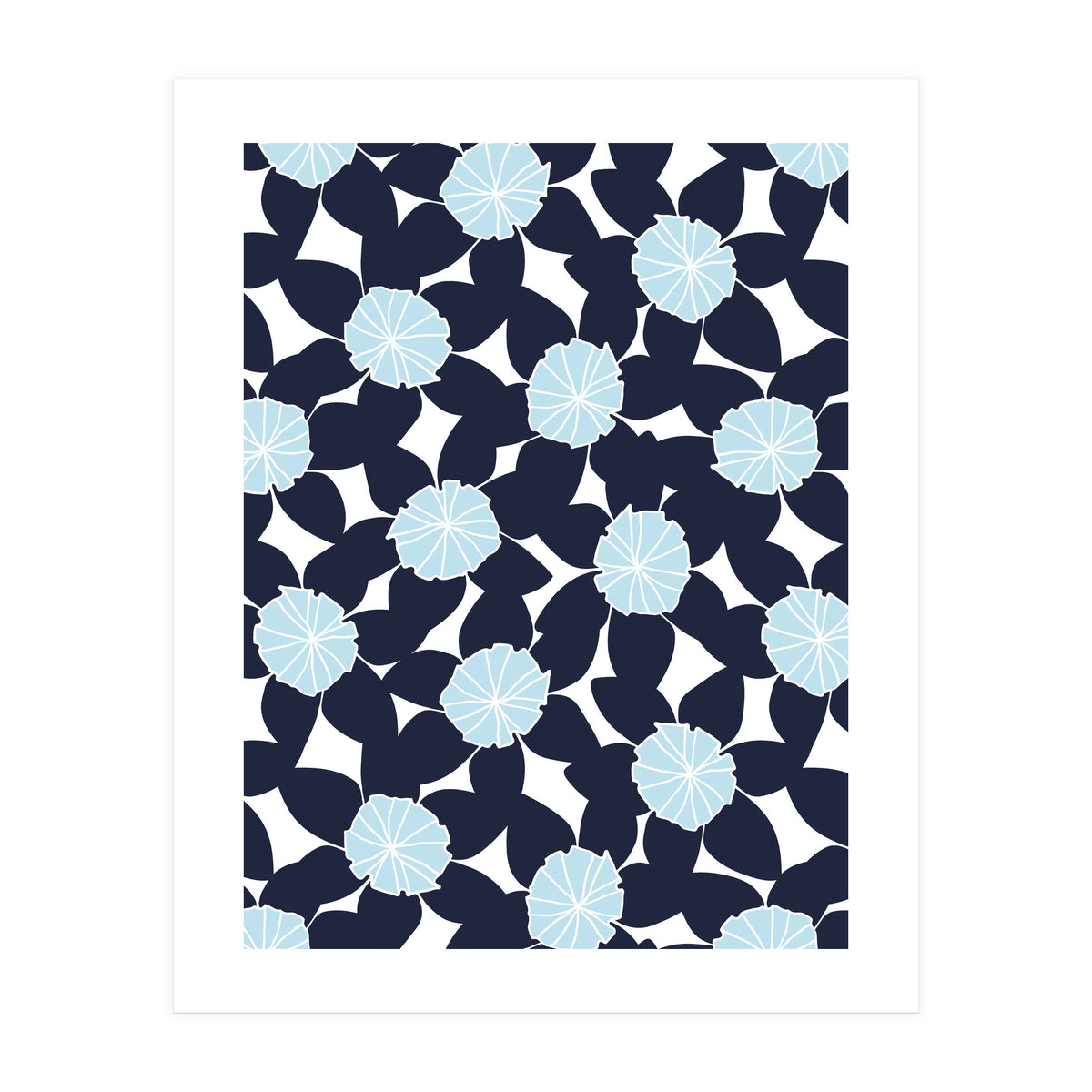 Pastel Blue Abstract Flower Pattern (Print Only)