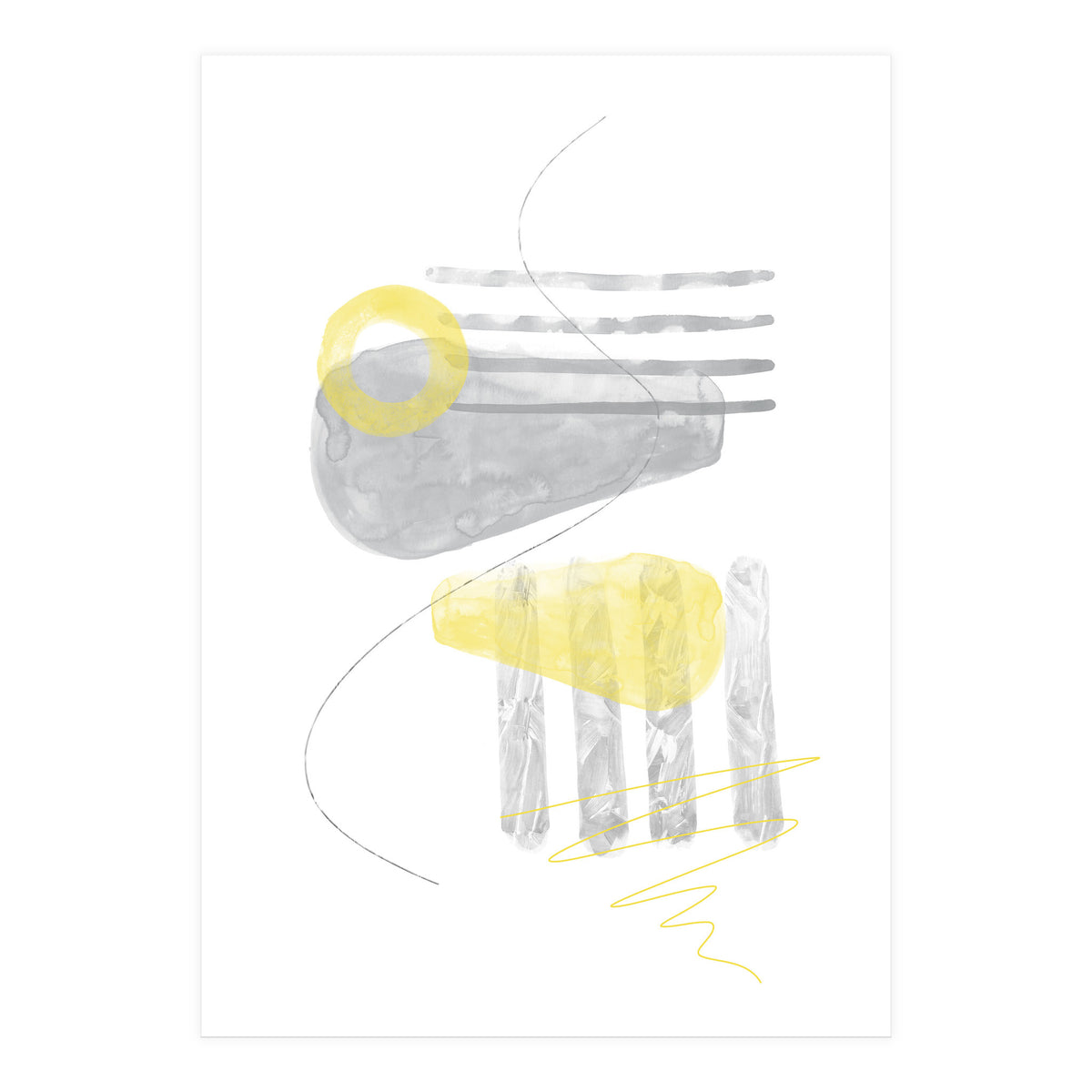 Watercolor Shapes No. 3 | Illuminating Yellow & Ultimate Grey (Print Only)