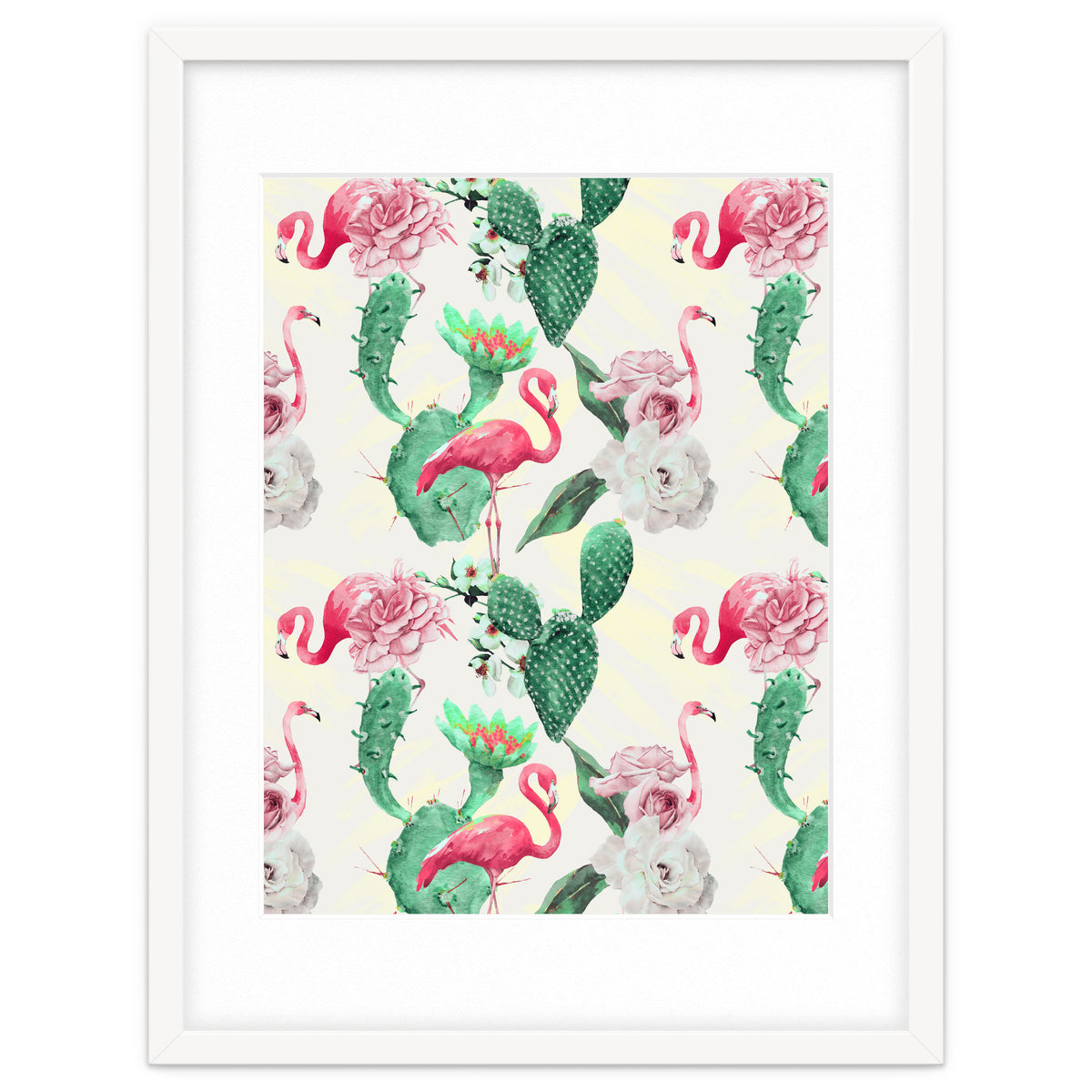 Flamingos, geometric and flowers