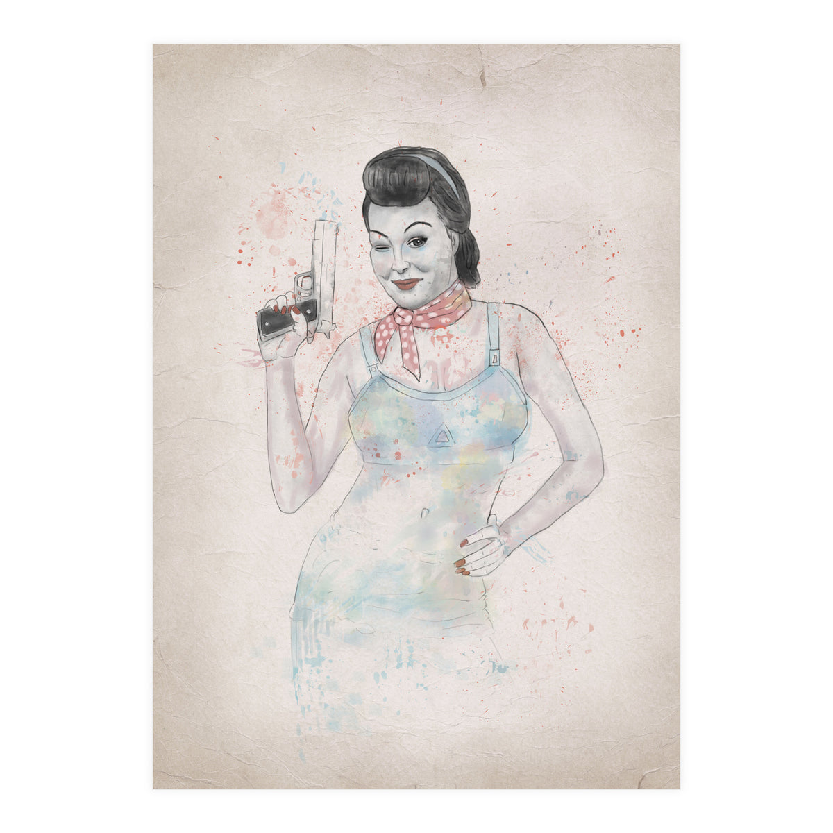 Posing With Gun (Print Only)