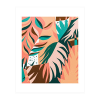 Watching The Leaves Turn, Tropical Autumn Colorful Eclectic Abstract Palm Nature Boho Graphic Design (Print Only)