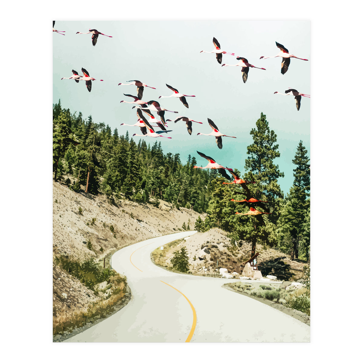 Flamingo Flight (Print Only)